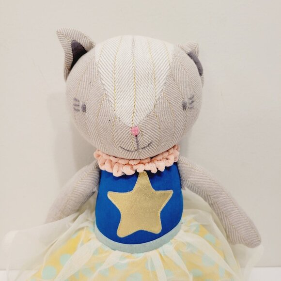 Pillowfort Cat Princess Ballerina 18” Long Gray Plush Star Blue Decor Toy - Picture 2 of 4
